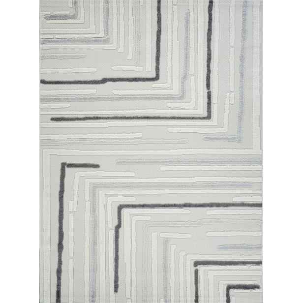 Koberec Boho 80x150 cm do obývacího pokoje, měkký krémově šedý vzor s 3D efektem