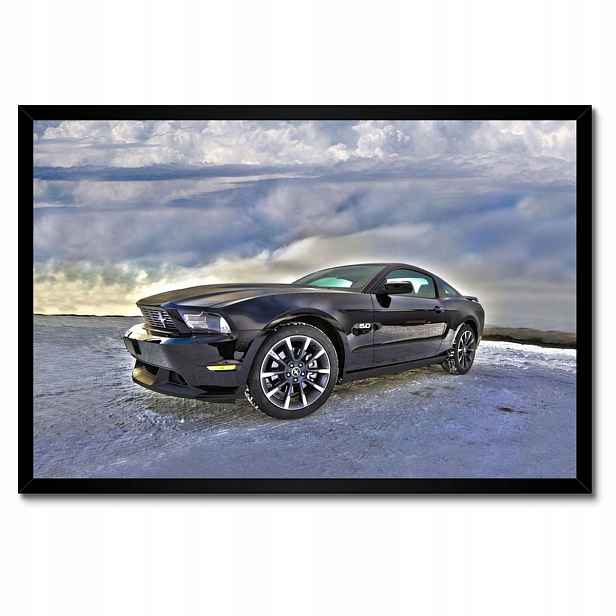 Plakáty v rámu 60x40 Ford Mustang na sněhu Auto Klasika vyrobeno v Usa