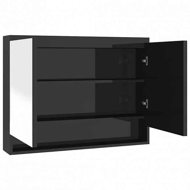 vidaXL Koupelnová skříňka se zrcadlem 80 x 15 x 60 cm MDF zářivě černá