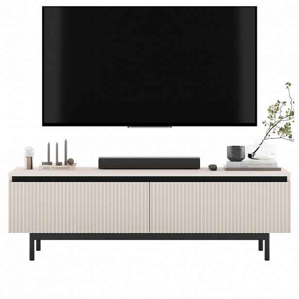 Meble Lindner TV-STOLEK Selene matný kašmír 140 cm s kovovým rámem
