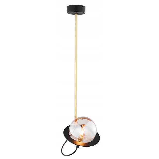 Jupiter Závěsná lampa černo-zlatá jantarová koule 1xG9 14W Planet