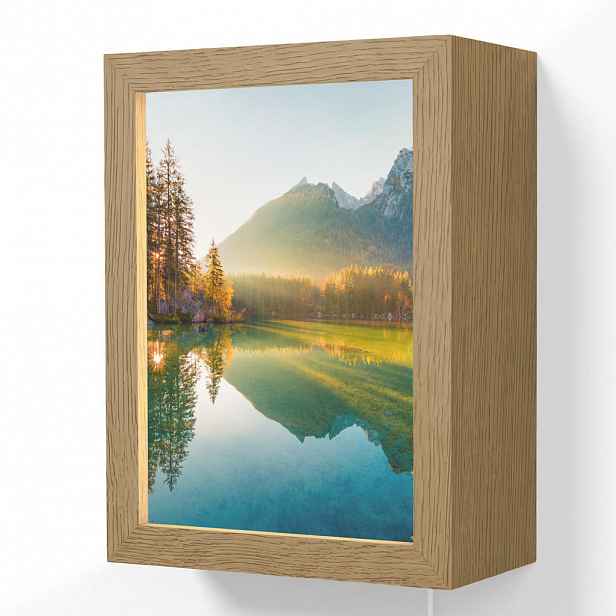 OnlyWow NÁSTĚNNÁ LAMPA Jezero - Les - Hory - Příroda - Slunce - Krajina 15x20 cm
