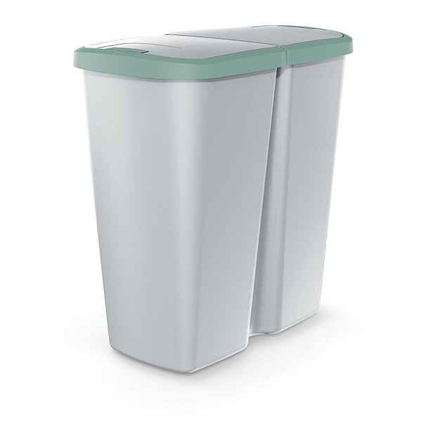 Prosperplast Odpadkový koš COMPACTO DUA popelavý/světle zelený, varianta 45 l