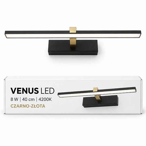 Svítidlo do zrcadla Venus 8W 40 cm černo-zlaté Led 4200K IP44 580lm koupelna