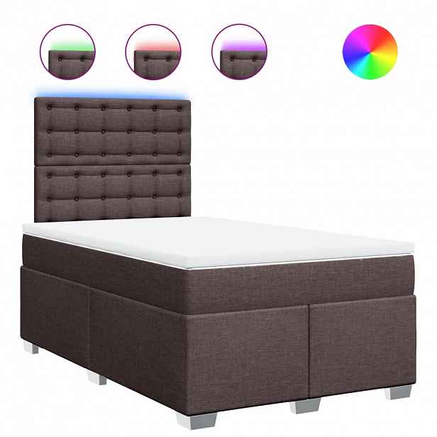 vidaXL Box spring postel s matrací tmavě hnědá 120x200 cm textil