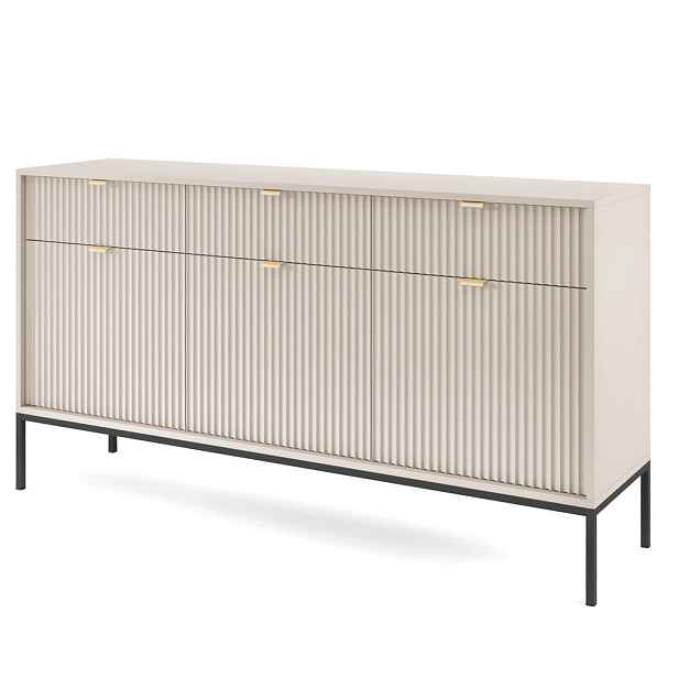 MASSENO KOMODA STELLARE, 154/83/39 cm se 3 zásuvkami a 3 dvířky, kašmírová