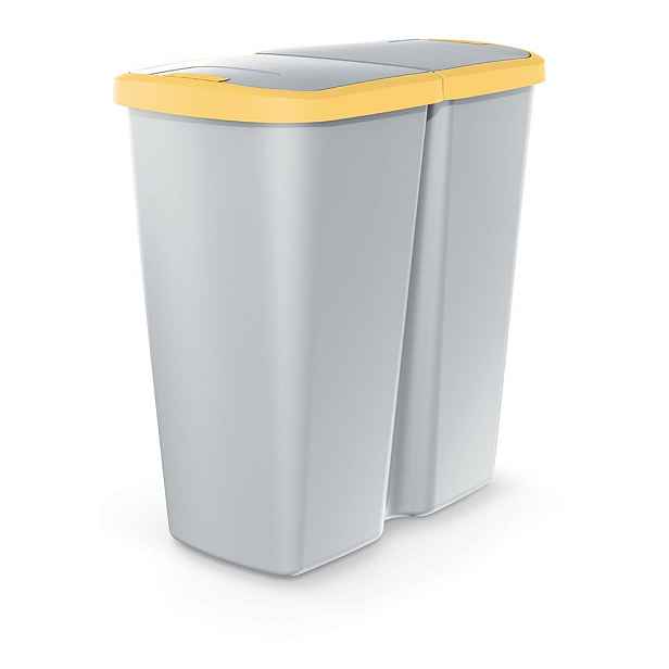 Prosperplast Odpadkový koš COMPACTO DUA popelavý/žlutý, varianta 45 l