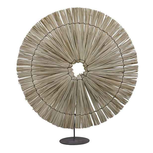 Stolní dekorace z mořské trávy ve tvaru kruhu na noze - 45*11*50 cm Chic Antique