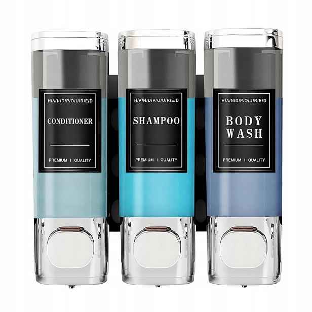 3ks Dávkovač Dávkovač tekutého mýdla Dispenser 300 ml Nástěnný Černý