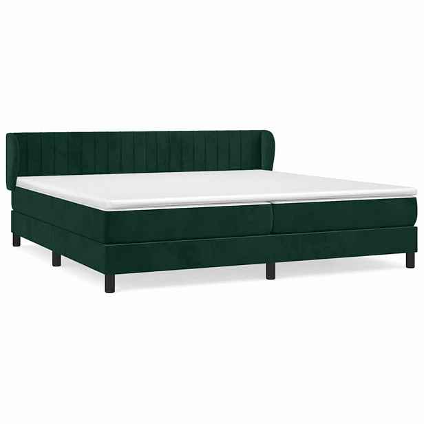 vidaXL Box spring postel s matrací tmavě zelená 200x200 cm samet