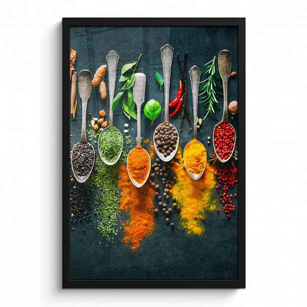 MuchoWow PLAKÁT V RÁMU Bylinky - koření - lžíce 40x60 cm