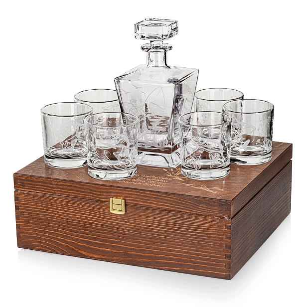 Sada na whisky 6+1 Rybářská karafa a sklenice v krabičce (imperial)
