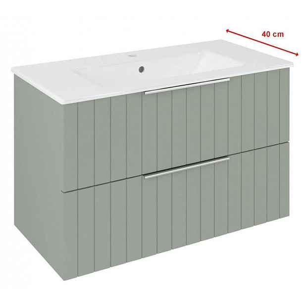 Sapho Cirasa - Umyvadlová skříňka Strip 78x54x39 cm, 2x zásuvka, verde CR792-4444S