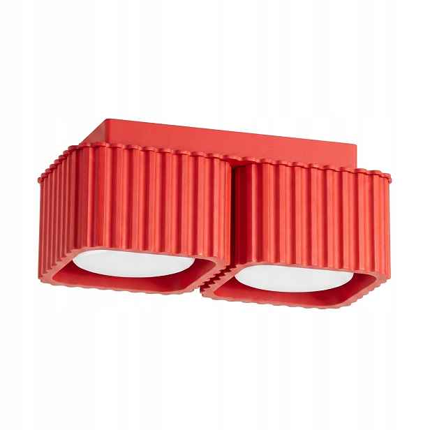Sollux Lighting Riff stropní spot dvojitý červený rýhovaný 2xGX53 10W