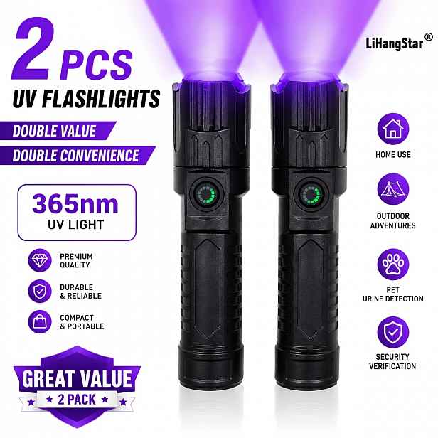TEMU 2 ks USB dobíjecí UV svítilna, přenosné taktické UV detekční světlo, ideální pro detekci skvrn od domácích mazlíčků, chytání škorpiónů, inspekce