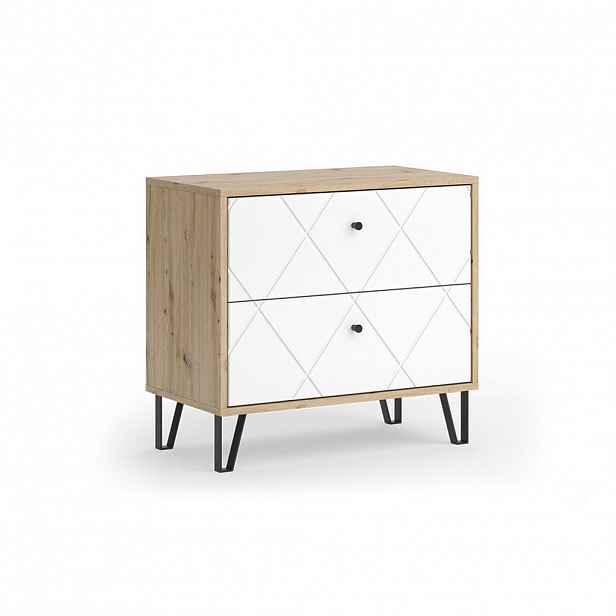 Vicco NOČNÍ STOLEK Nizza Řemeslný dub 66 x 60.2 cm se 2 zásuvkami
