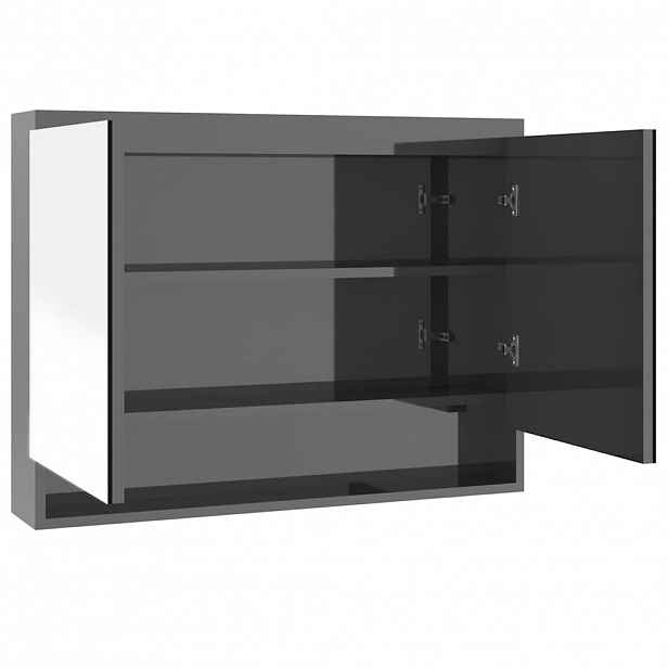 vidaXL Koupelnová skříňka se zrcadlem 80 x 15 x 60 cm MDF zářivě šedá