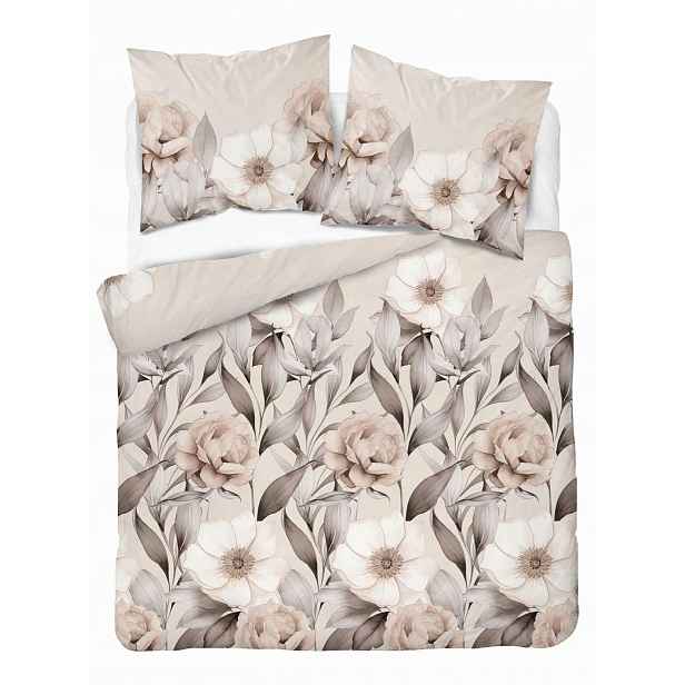Povlečení 220x200, stínované květy v béžových odstínech, Home Satin