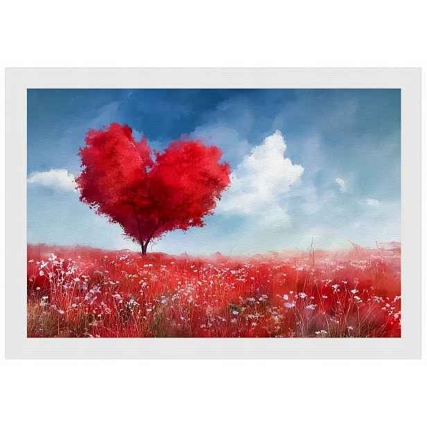 Plakát Rámeček Dřevo Červené Srdce Dřevo Láska Romantismus 60x40
