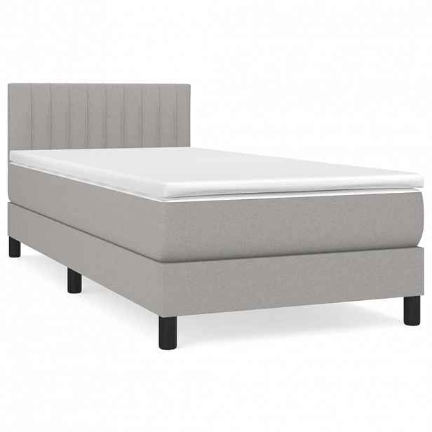 vidaXL Box spring postel s matrací světle šedá 90x190 cm textil