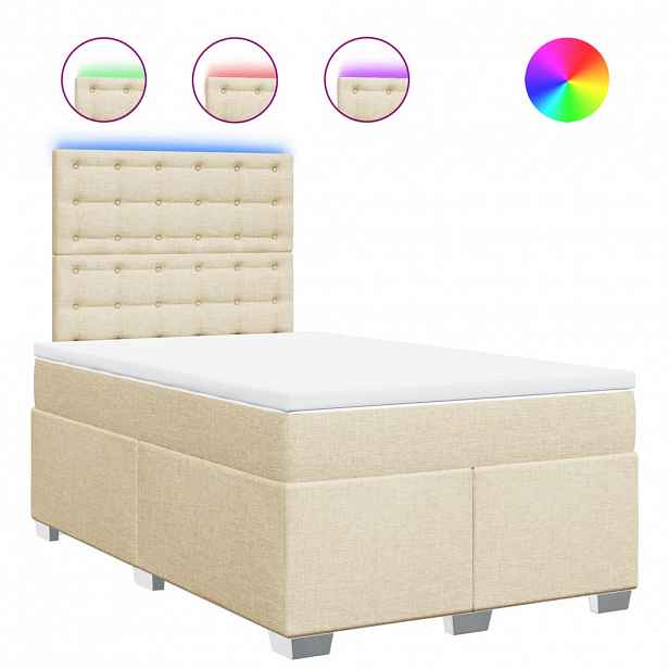 vidaXL Box spring postel s matrací krémová 120x200 cm textil