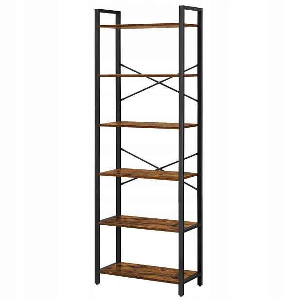 Kancelářský regál na knihy 186 cm hnědý, vitrína Loft