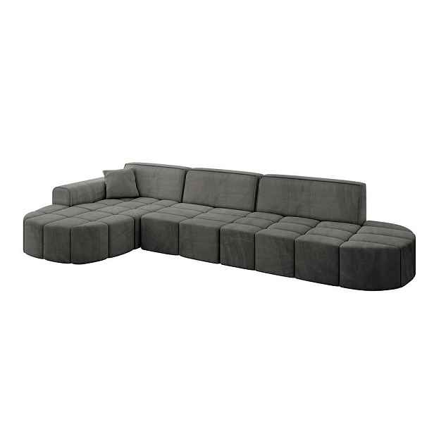 ALTDECOR ROHOVÁ SEDAČKA s otomanem, levá LIVO-L2 337x173x79,5 Tmavě šedá Velur