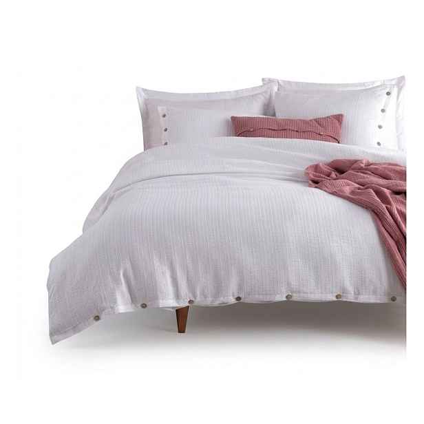 Bílé povlečení na dvoulůžko/prodloužené z bavlny Renforcé 240x220 cm Como Striped – Mila Home Luxury