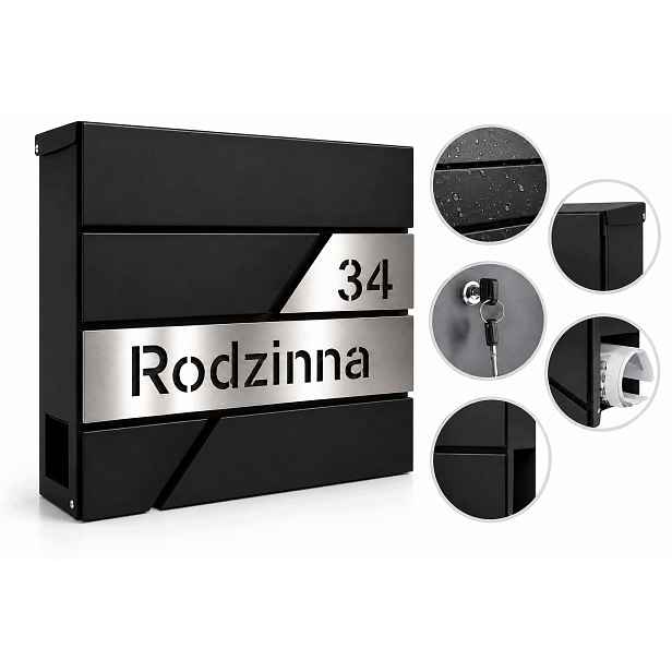 Černá Poštovní Schránka S Adresou Číslo Domu Ral 9005 Velká Fréza