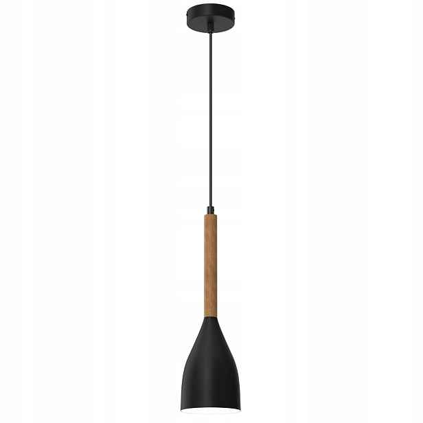 Závěsná lampa bodová černá hnědá dřevěná nad stůl barový ostrov Luminex