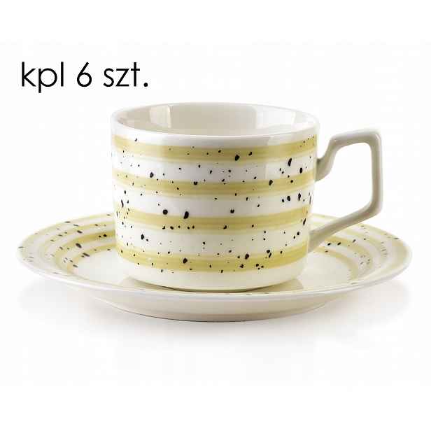 Porcelánové šálky 6 ks 210 ml s podšálky na čajovou kávu