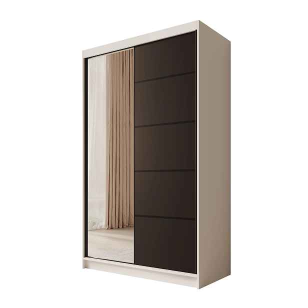 ADRK Šatní skříň s posuvnými dveřmi a zrcadlem Caspel 120 cm bílá/černá