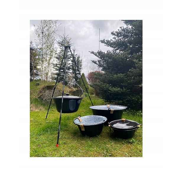 Smaltovaný Maďarský Kotlík 14 L Víko stojan 120 cm na oheň