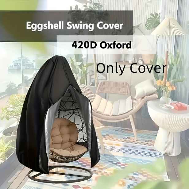 TEMU Povlak na černou kluzáckou židli Weather - UV ochranný povlak z oxfordské tkaniny pro dvojitou vaječnou židli, kryt na zahradní houpací pohovku,