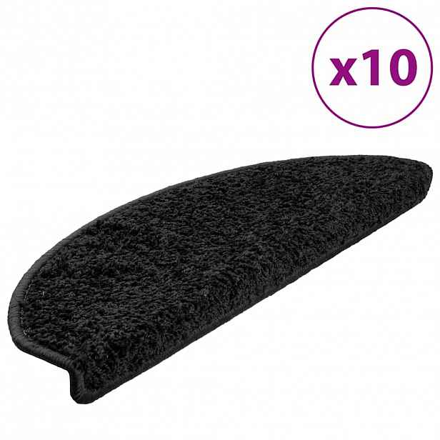 vidaXL Schodové rohože 10 ks 65 x 21 x 4 cm černé, půlkulaté, velké