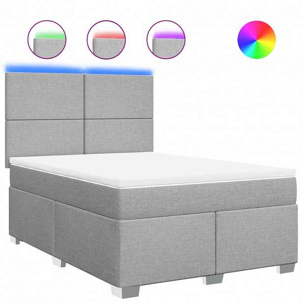 vidaXL Box spring postel s matrací světle šedá 140 x 190 cm textil