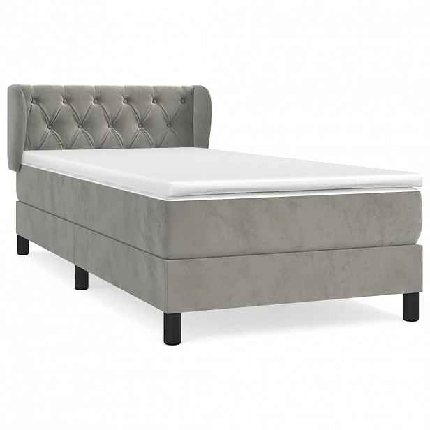 vidaXL Box spring postel s matrací světle šedá 80 x 200 cm samet