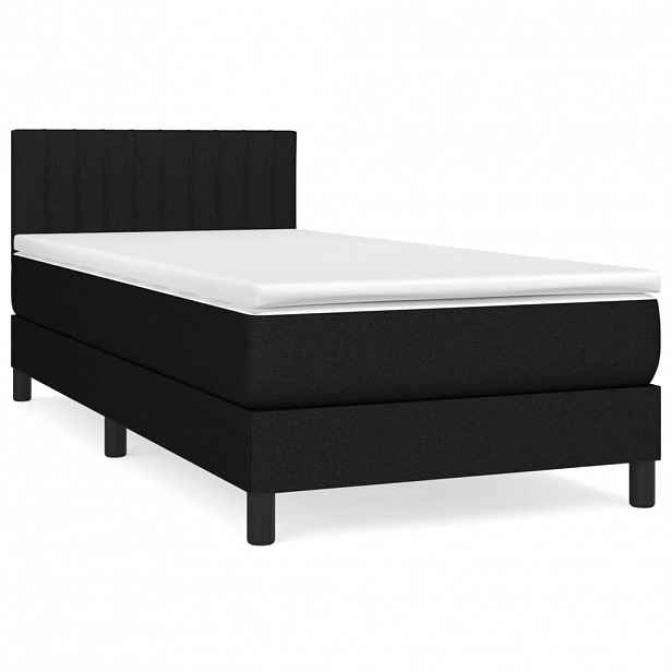 vidaXL Box spring postel s matrací černá 90x190 cm textil
