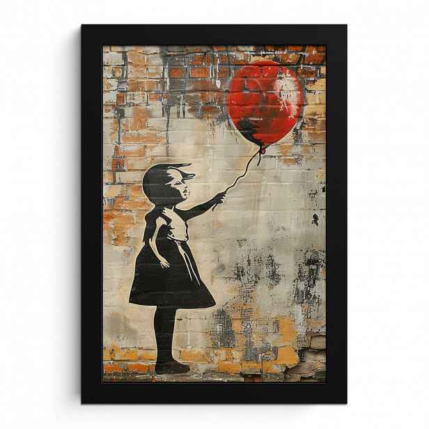 MuchoWow PLAKÁT V RÁMU Graffiti - Banksy - Dívka - Street art 20x30 cm