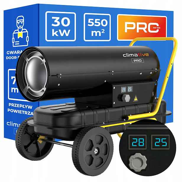 Naftové topidlo 30 kW OH-30 Pro termostat LCD palivová nádrž 22 l kola
