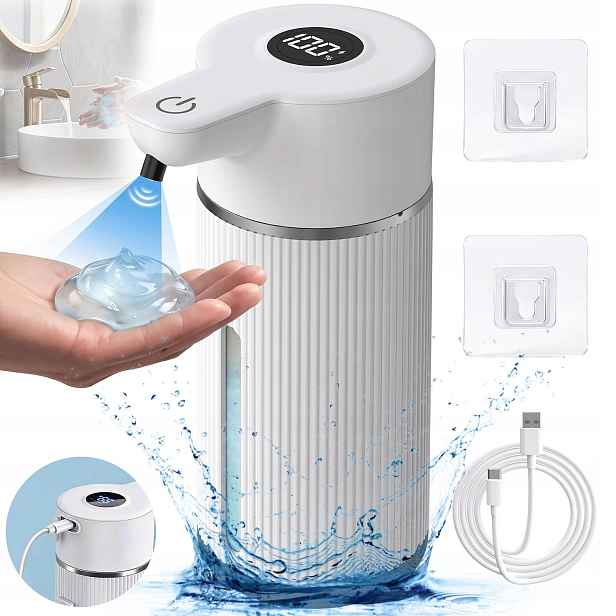 Stylový Bezdotykový Dávkovač Na Tekuté Mýdlo, Automatický, Bílý, Velký 420 ML