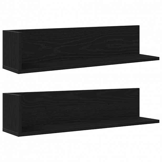 vidaXL Nástěnné police 2 ks černé 75 x 16,5 x 16,5 cm kompozitní dřevo