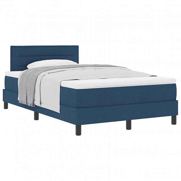 vidaXL Postel s boxspringem s polštářem Modrá 120 x 200 cm textil