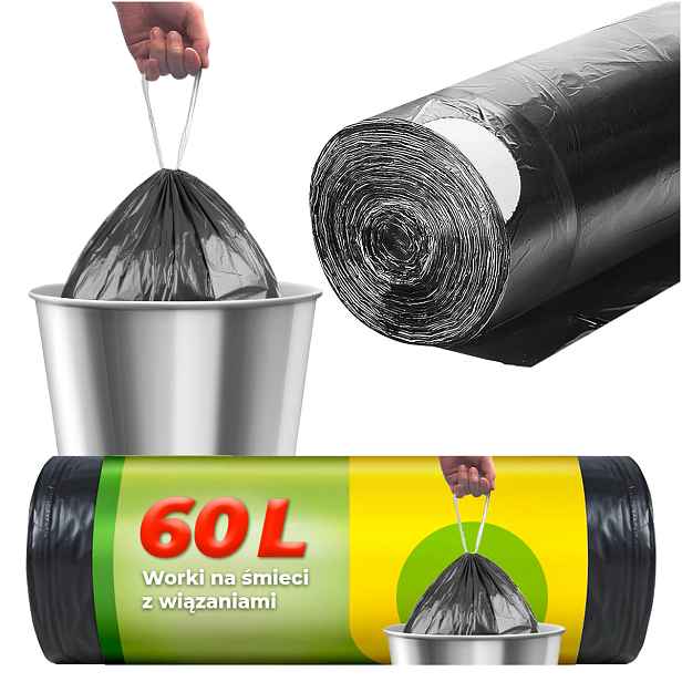 TEMU Klasické černé odpadkové pytle 120L s pevným uchycením, 1 role