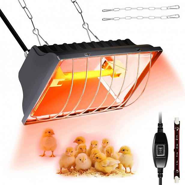 Topná lampa, umělá kvočna s ochrannou síťkou pro drůbež a plazy