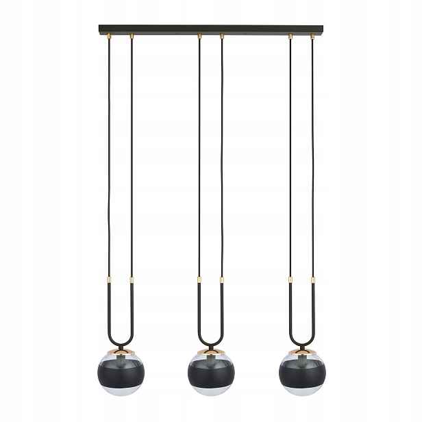 Emibig Lustr Glam 3xE14, černý/zlatý, Sklo, stmívatelný, 115 cm