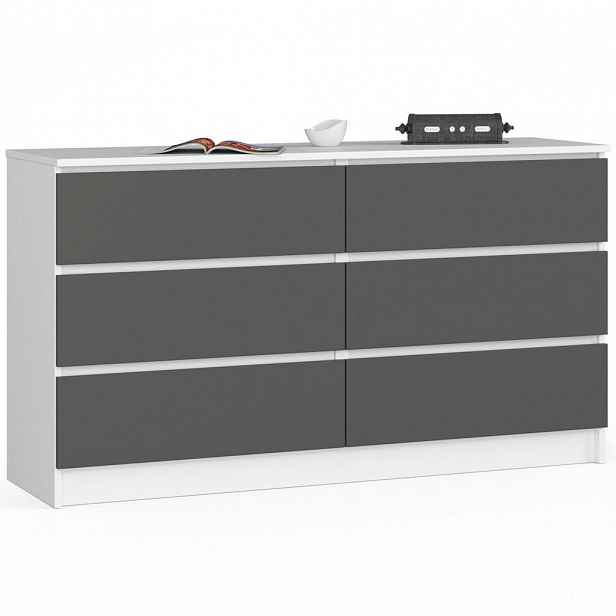 RAUMHIRSCH FURNITURE KOMODA bílá, grafitově šedá 77/138/40