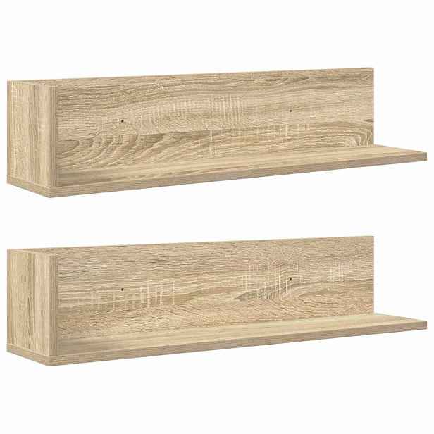 vidaXL Nástěnné police 2 ks dub sonoma 75 x 16,5 x 16,5 cm kompozit