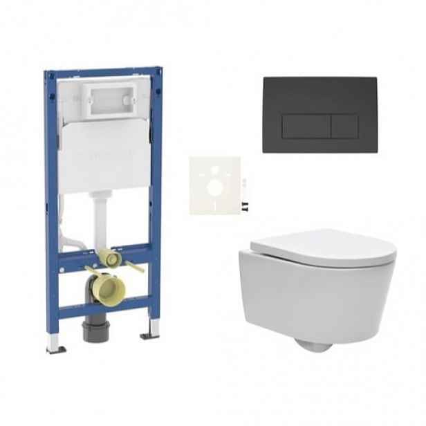 Závěsný WC set Geberit do lehkých stěn / předstěnová + WC SAT Brevis SIKOGESBRED50BL2