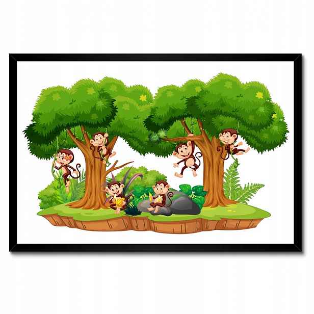 Plakáty v rámu 60x40 Hravé opice v džungli